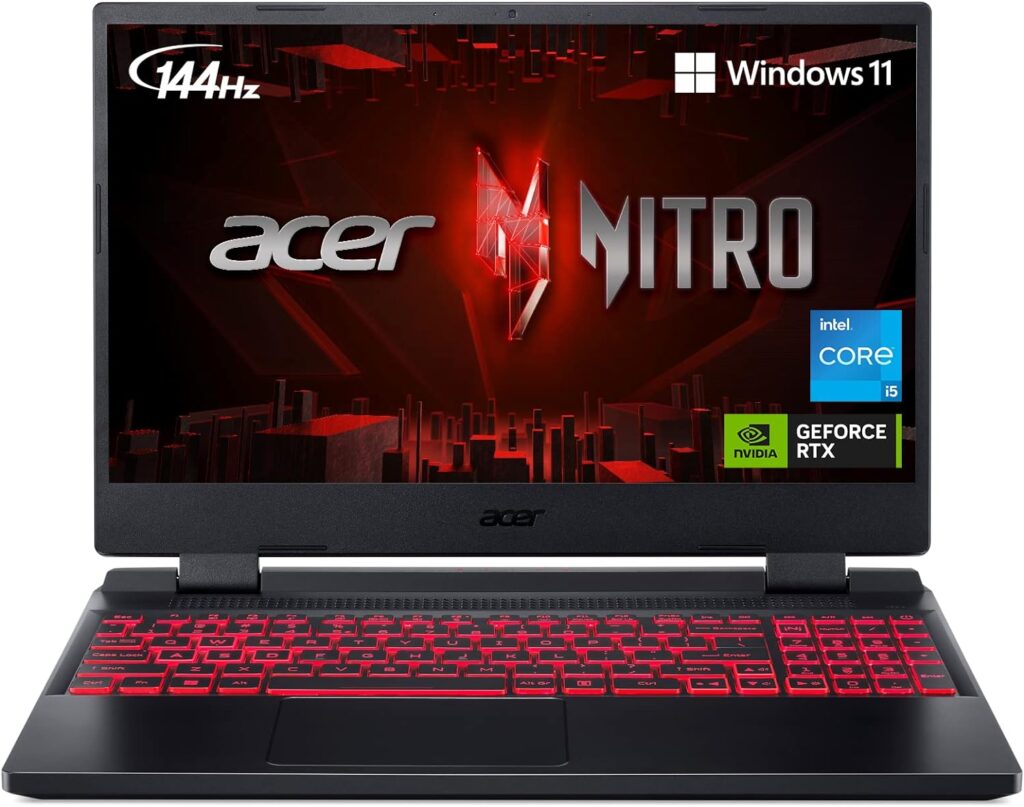 Acer Nitro 5 AN515-58-57Y8 Gaming Laptop | Intel Core i5-12500H | NVIDIA GeForce RTX 3050 Ti Laptop GPU | 15.6 FHD 144Hz IPS Display | 16GB DDR4 | 512GB Gen 4 SSD | Killer Wi-Fi 6 | Backlit Keyboard
