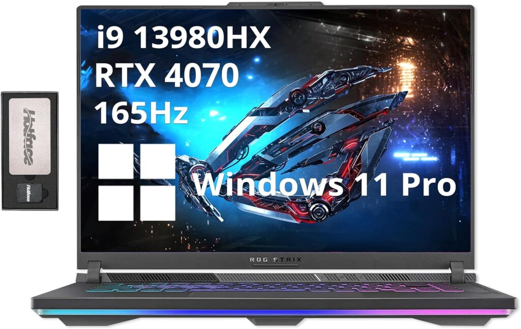 ASUS ROG Strix G16 16 FHD 165Hz Gaming Laptop, Intel Core i9-13980HX, GeForce RTX 4070, 64GB DDR5, 4TB SSD + 160GB Docking Station, 4-Zone RGB Backlit Keyboard, WiFi 6E, Win 11 Pro, Gray