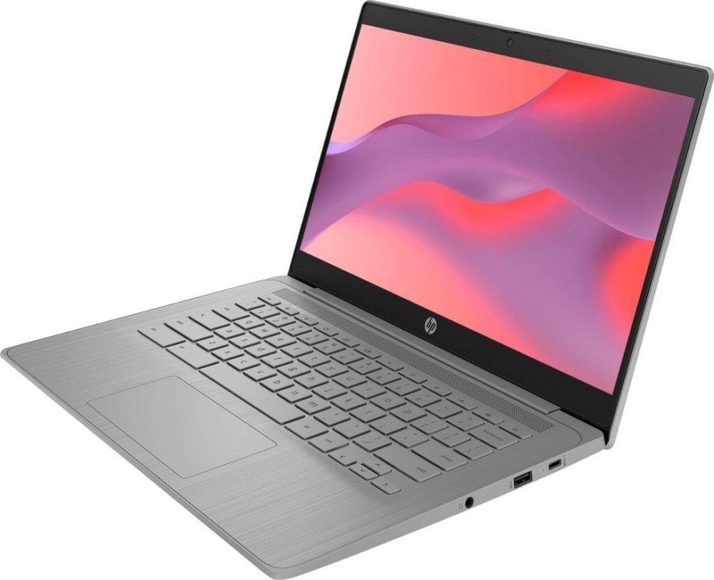 HP Chromebook 2024 Newest Laptop Student Business, 14 HD Display, Intel Celeron N4120 Processor, 4GB RAM, 128GB Storage (64GB eMMC+64GB Card), Webcam, WiFi, Long Battery, Chrome OS+MarxsolAccessory